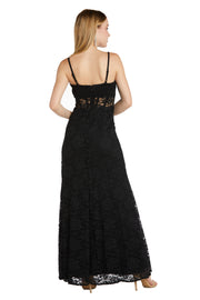 Morgan&Co Black Long Sleeveless Corset Prom Dress