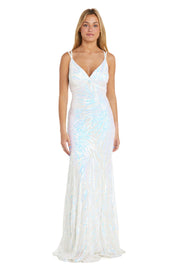 Francesca Feathered Sequin Gown