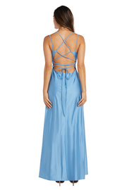 Long Ice Blue Silk Gown - Petite