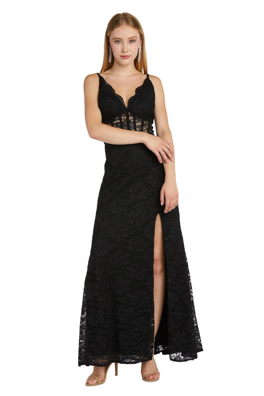 Morgan & Co. Women's Corset Lace Sleeveless Gown Black Size 5